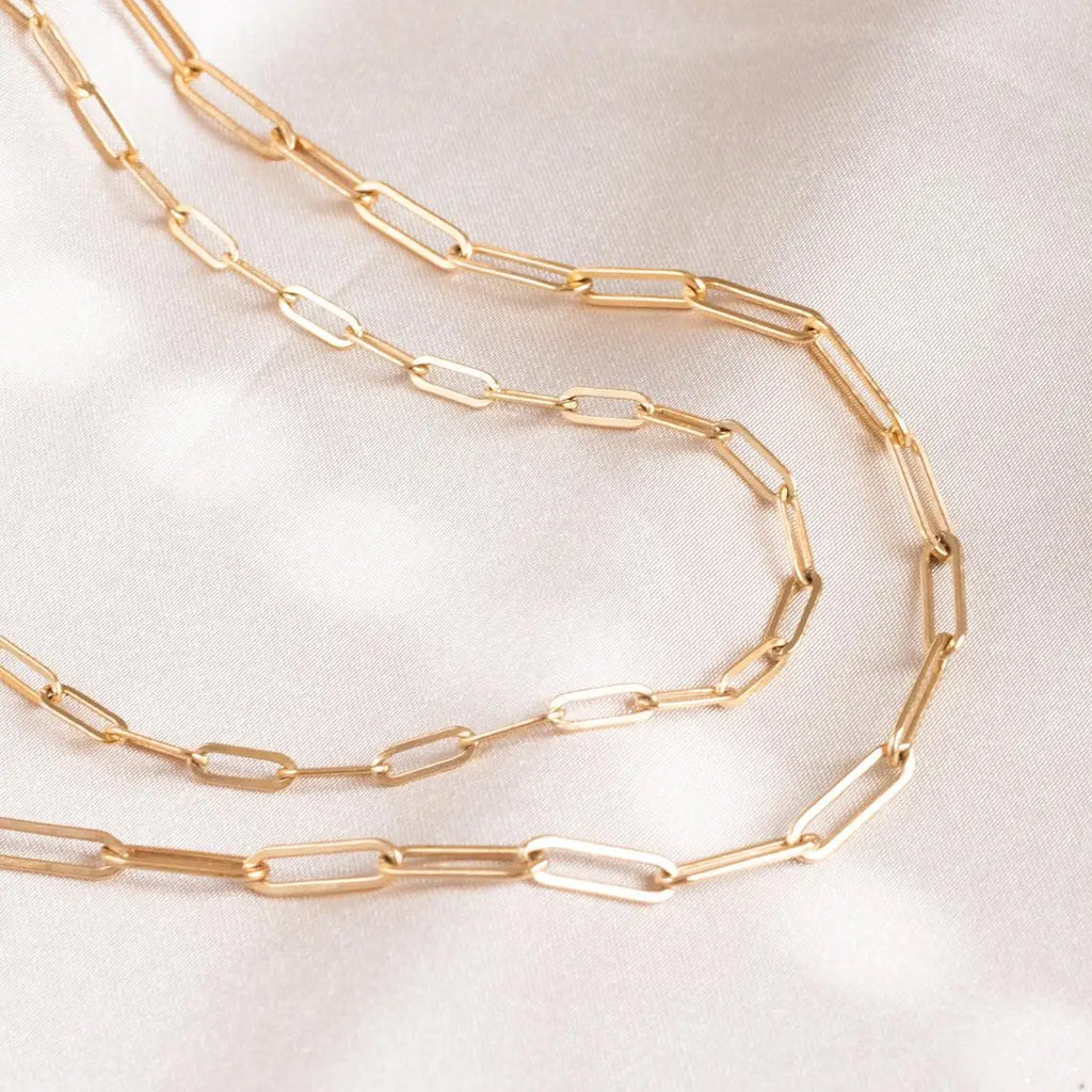 eManco  Hot Fashion Paperclip Link Chain Women Necklace Stainless Steel Gold Color Chain Necklace For Women Men Jewelry Gift
