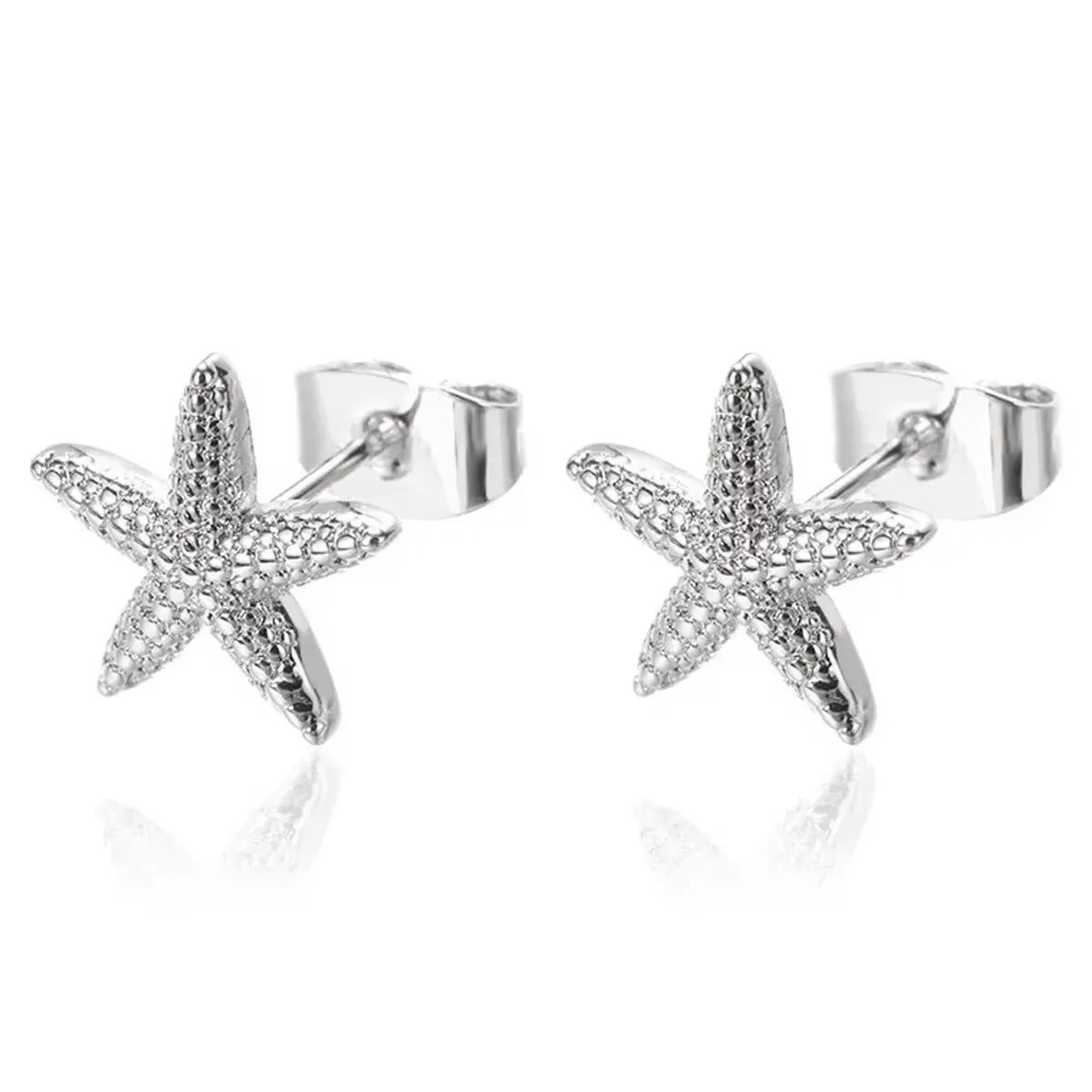 Vintage Summer Starfish Stainless Steel Stud Earrings For Women Simple Star Shell Earrings Stud Ocean Party Jewelry Gift