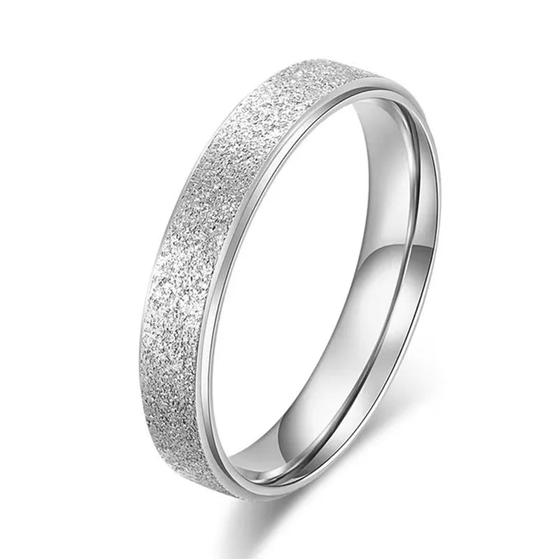 SUNIBI Frosted Stainless Steel Ring for Women Fashion Simple Gold Color Finger Rings Wedding Gifts Girls Jewelry Wholesale