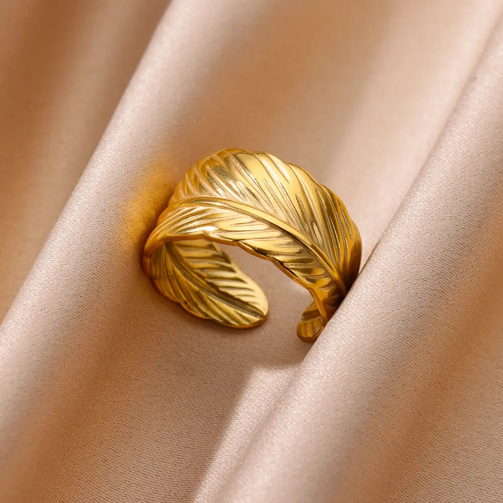 Stainless Steel Chunky Wide Rings For Women Vintage Gold Color Geometric Open Finger Ring Fashion Minimalist Jewelry Gift Femme