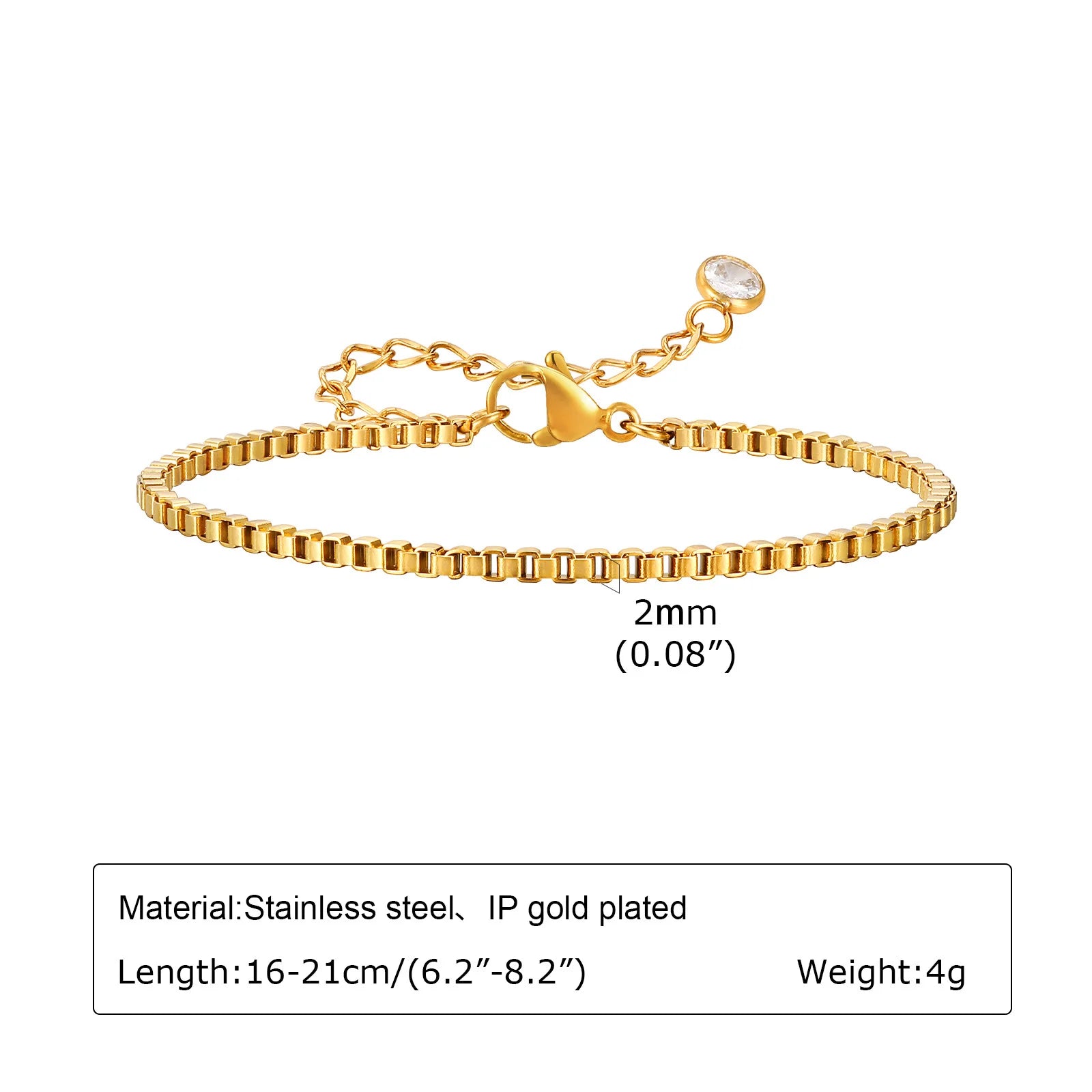 Non Tarnish Stainless Steel Bracelet Gold Plated Stackable for Women, Thin Herribone Chain Bracelet Waterproof Jewelry