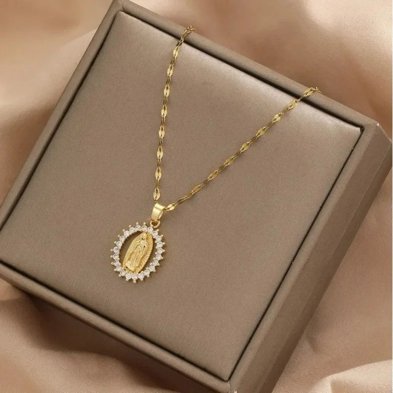 Sacred Grace Gold Virgin Mary Necklace