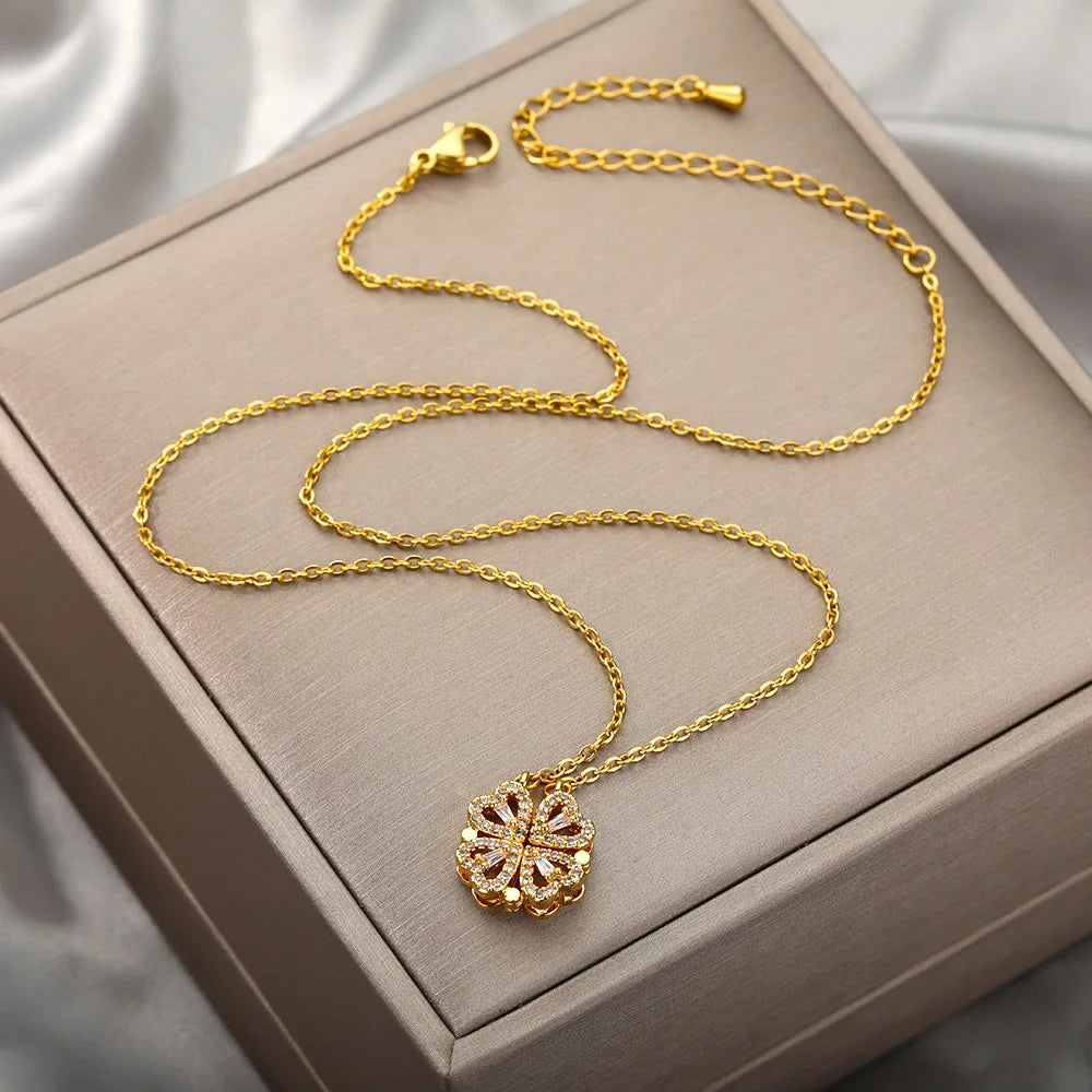 316L Stainless Steel Multilayer Heart Necklace For Women Girls Goth Gold Color Clavicle Chain Charm Choker Jewelry Birthday Gift