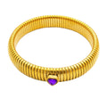 Waterproof Stainless Steel Retro Elasticity Thick Metal Polish Bracelet 18K Gold Plated Trend Fashion Unisex Jewelry Men Women