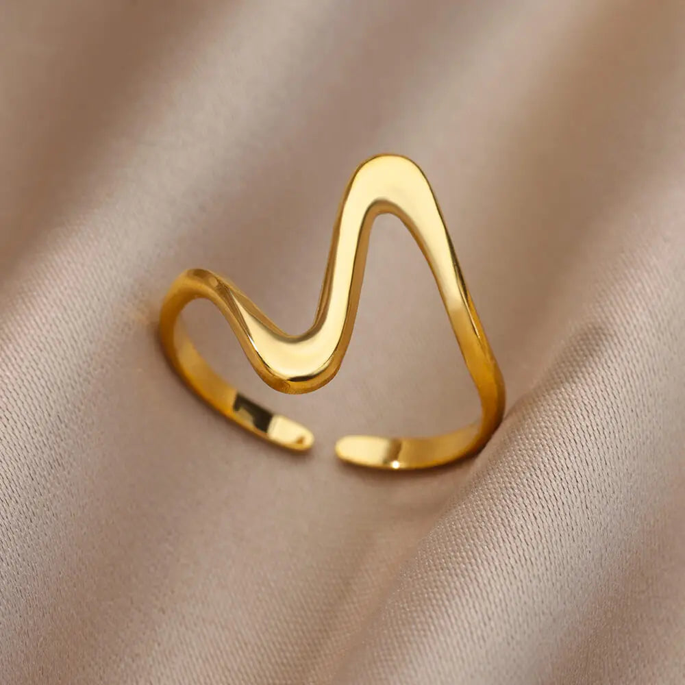 Stainless Steel Chunky Wide Rings For Women Vintage Gold Color Geometric Open Finger Ring Fashion Minimalist Jewelry Gift Femme
