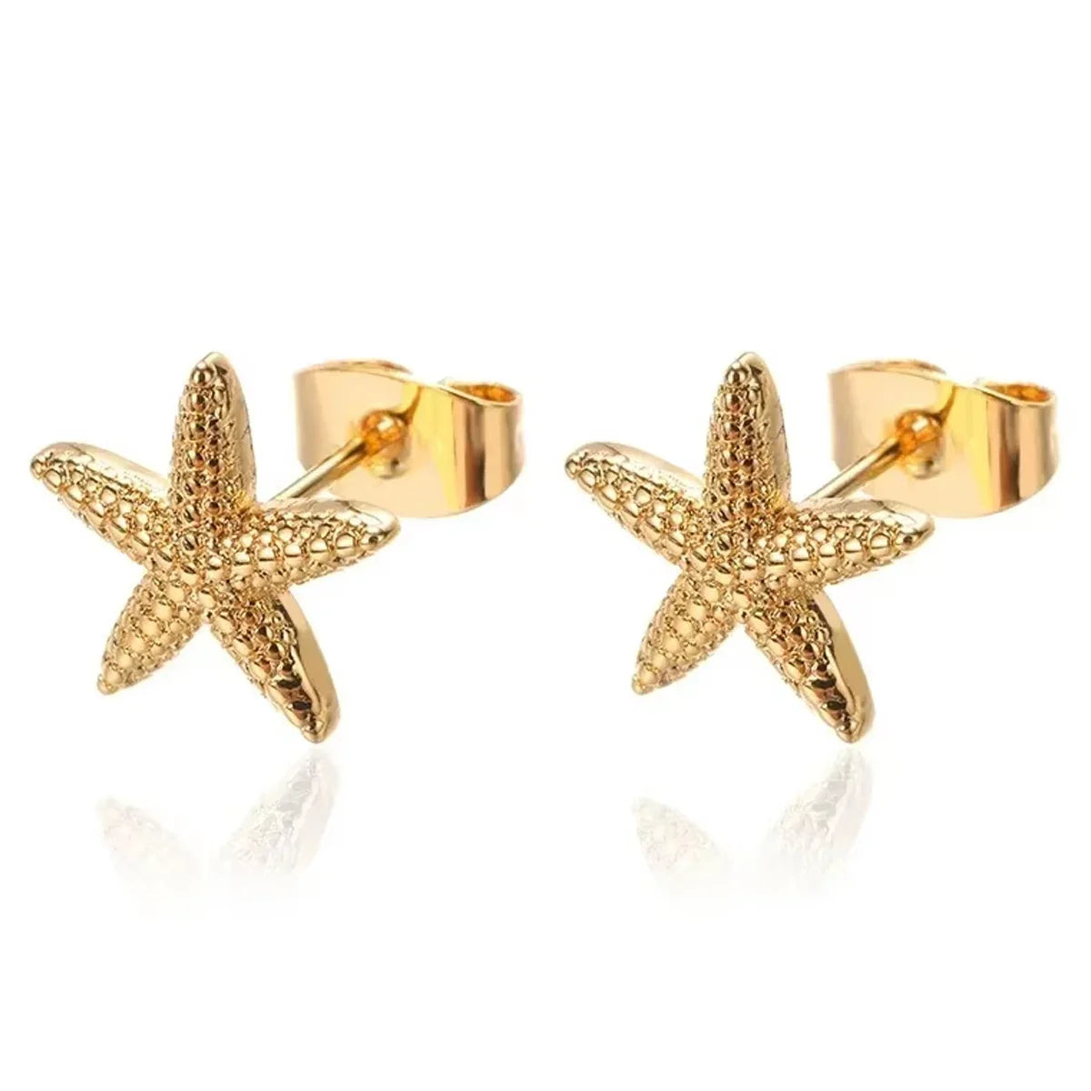 Vintage Summer Starfish Stainless Steel Stud Earrings For Women Simple Star Shell Earrings Stud Ocean Party Jewelry Gift