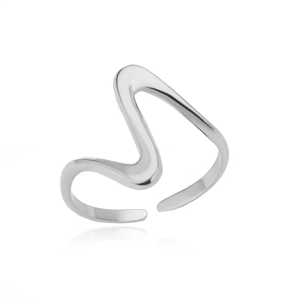 Vintage Geometric Wave Rings For Women Stainless Steel Gold Color Adjustable Ring Aesthetic Wedding Jewelry Gift Free Shipping