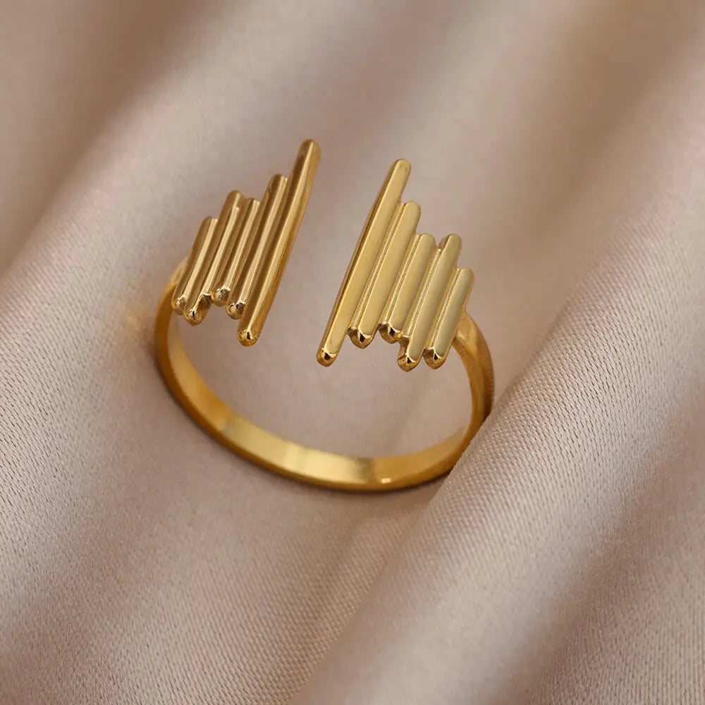 Stainless Steel Chunky Wide Rings For Women Vintage Gold Color Geometric Open Finger Ring Fashion Minimalist Jewelry Gift Femme